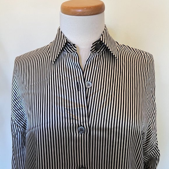 Classiques Entier Black and White Stripe Silk Blouse M - Picture 5 of 10